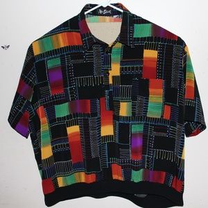 Alan Stuart Vintage mens 1/2 button down. Banded